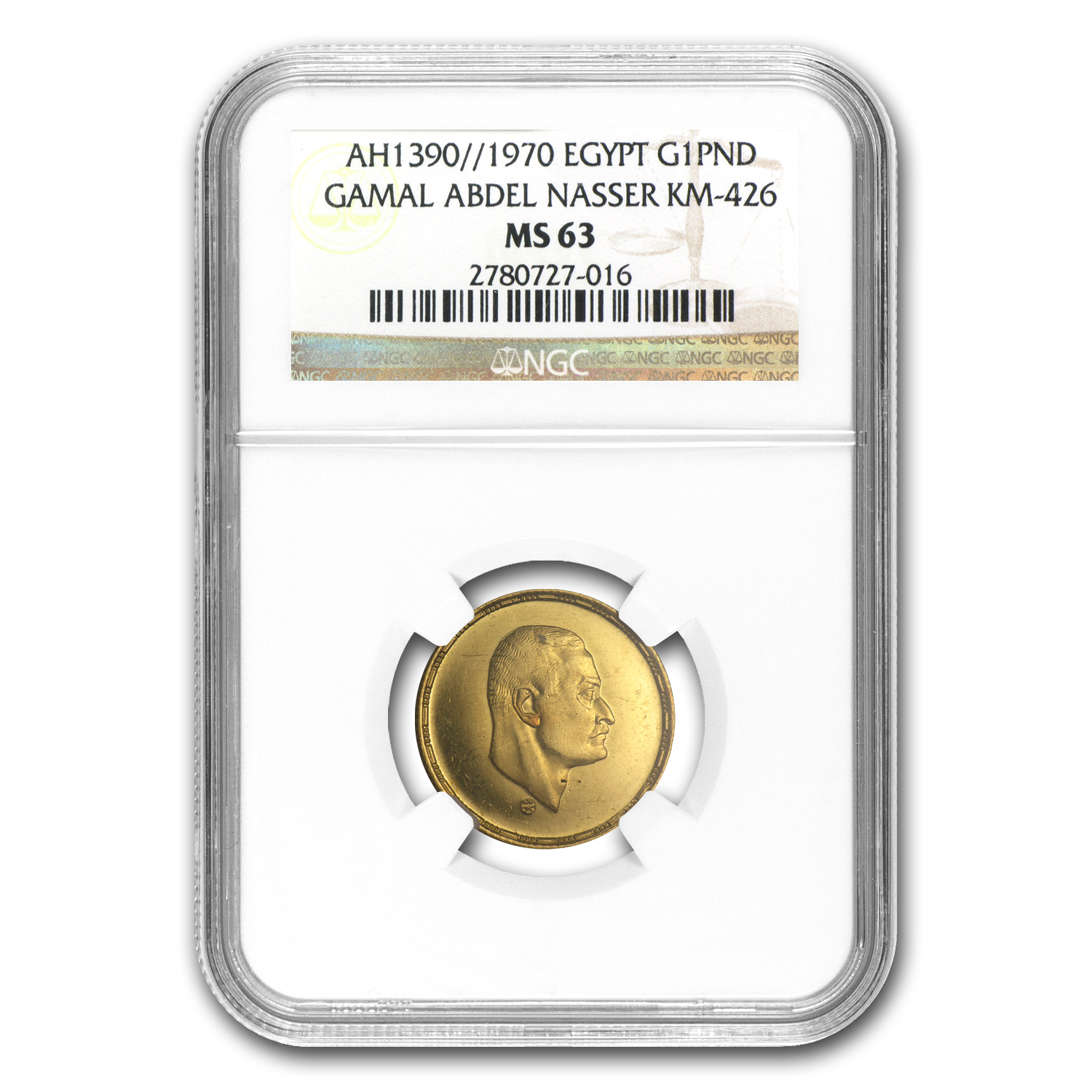 Buy AH1390/1970 Egypt Gold Pound Nasser MS-63 NGC | APMEX