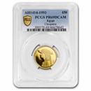 AH1415/1993 Egypt Proof Gold 50 Pound Cleopatra PR-69 DCAM PCGS