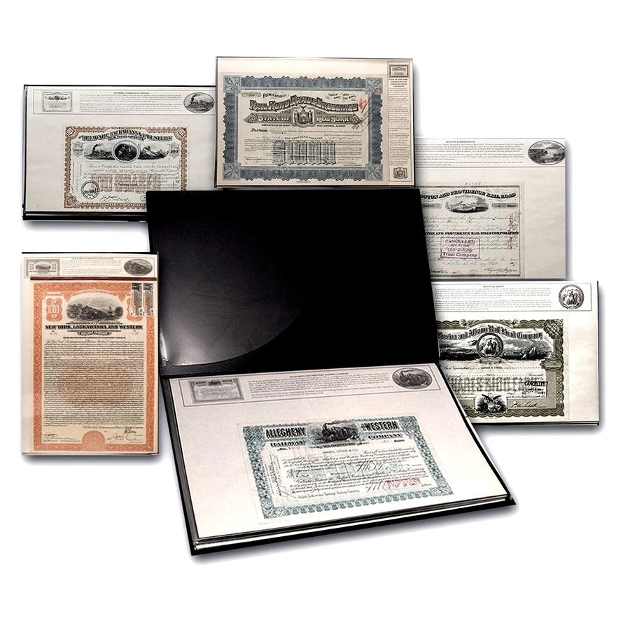 America's Great Railroads Collection (25 Stock & Bonds in Folio)