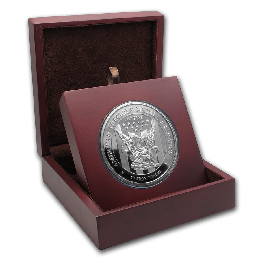 APMEX Wood Gift Box - 10 oz Silver Round APMEX (88.6 mm)