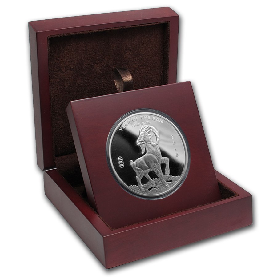 Buy APMEX Wood Gift Box - 5 oz Silver Round SMI (63.5 mm) | APMEX