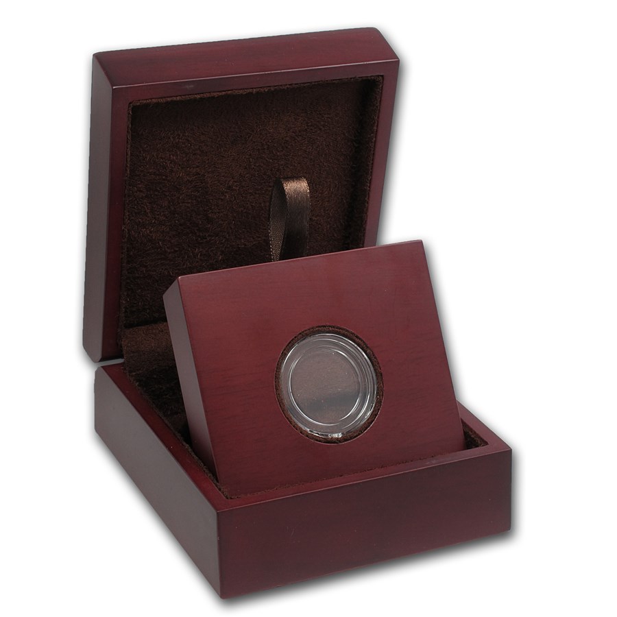 APMEX Wood Gift Box - Includes 21 mm Direct Fit Air-Tite Holder