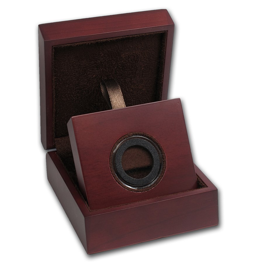 APMEX Wood Gift Box - Includes 23 mm Air-Tite Holder with Gasket