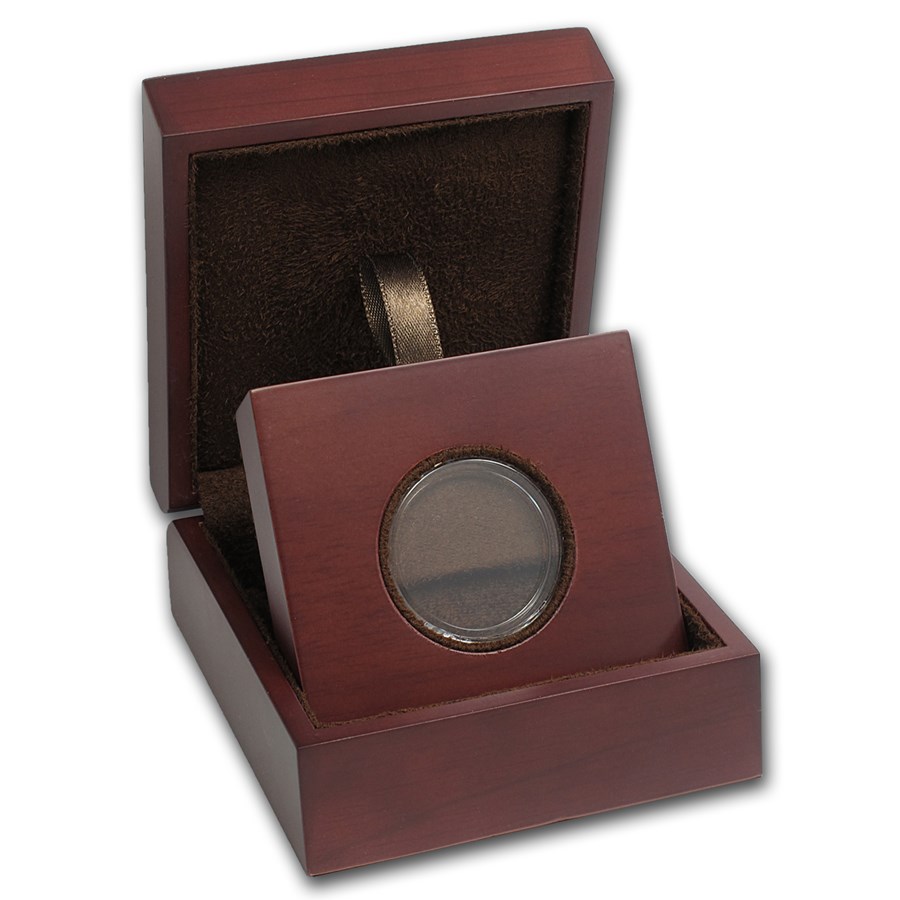 APMEX Wood Gift Box - Includes 30.6 mm Direct Fit Air-Tite Holder