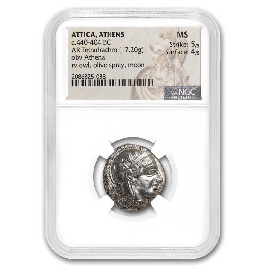 Attica Athens AR Tetradrachm Owl (440-404 BC) MS NGC 5/4