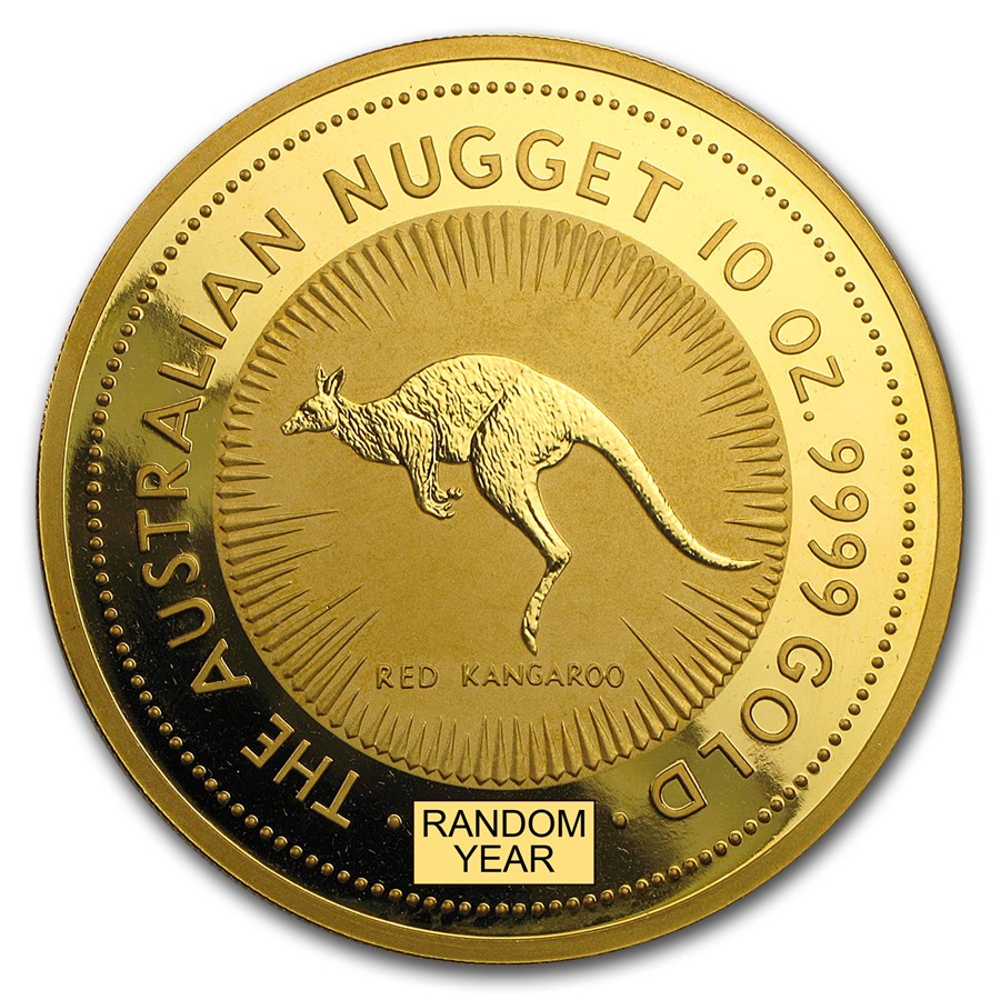 Australia 10 oz Gold Kangaroo &/or Nugget BU (Random Year)