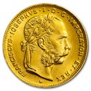 Austria Gold 20 Franc/8 Florin AU/BU (Random)