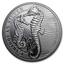 Barbados 1 oz Silver Caribbean Seahorse BU (Abrasions, Random)