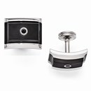 Black Titanium & Steel Sterling Silver Bezel Cuff Link