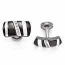 Black Titanium & Sterling Silver .19 ctw Diamond Cuff Links