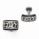 Black Titanium & Sterling Silver Polished Cobblestone Cuff Links