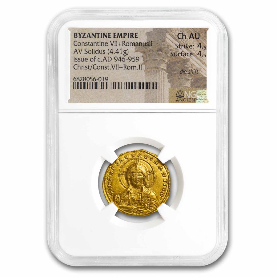 Byzantine Gold Solidus Constantine VII (945-963 AD) Ch AU NGC