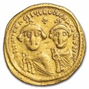 Byzantine Gold Solidus Emp Heraclius and Son (610-641 AD) XF