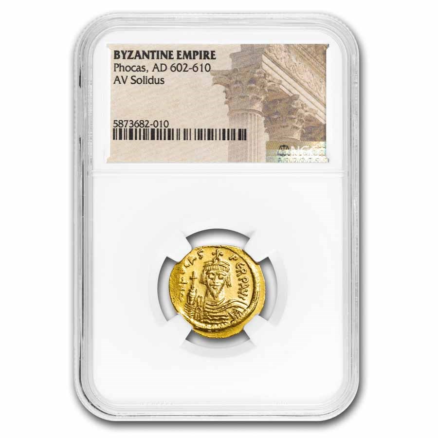 Byzantine Gold Solidus Emperor Phocas(602-610 AD)NGC (Vault)