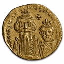 Byzantine Gold Solidus Heraclius and Son (610-641 AD) Ch XF