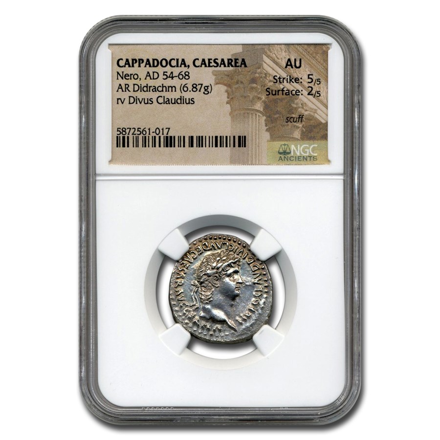 Cappadocia,Caesarea AR Didrachm Nero 54-68 AD AU NGC (RPC I 3647)