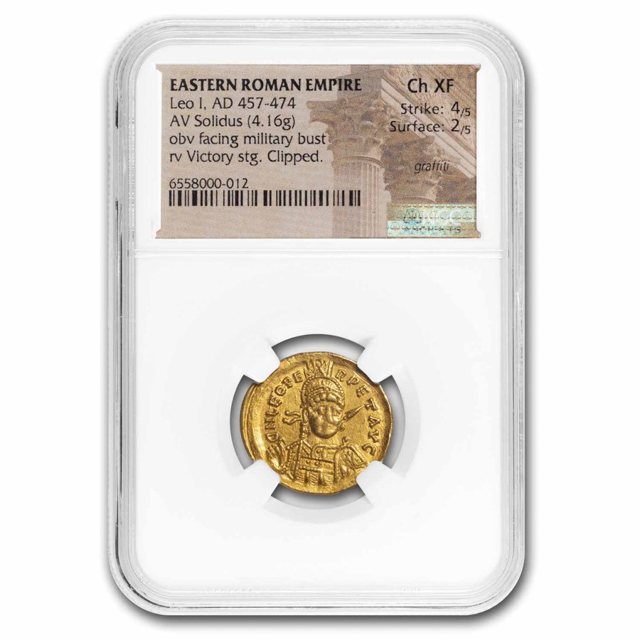 Eastern Roman AV Solidus Leo I (457-474 AD) Ch XF NGC (RIC X 605)