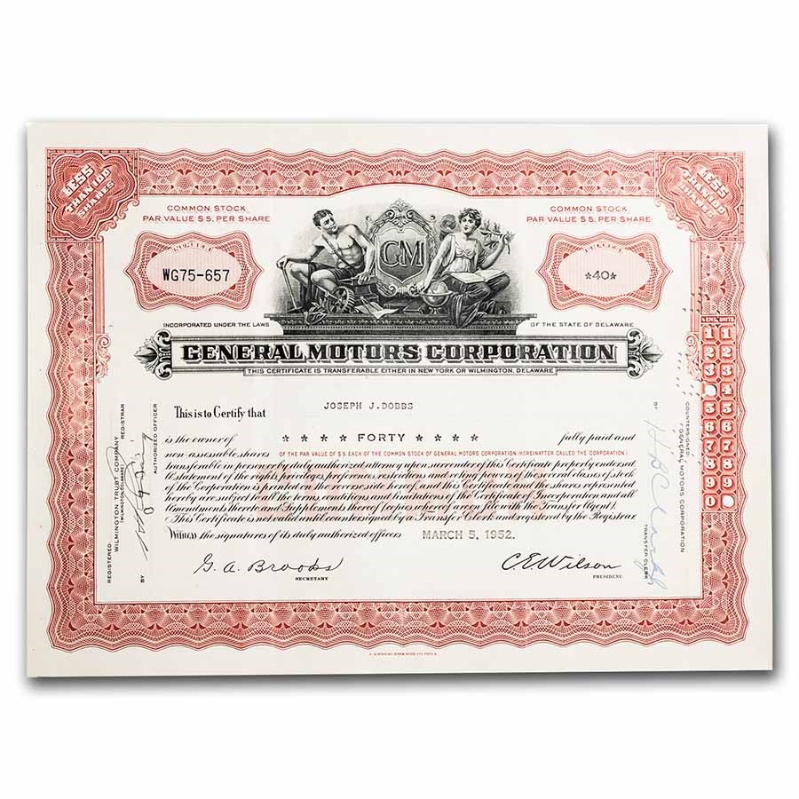 General Motors Corporation Stock Certificate