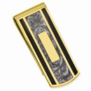 Gold Plated Black & Grey Colored Money Clip