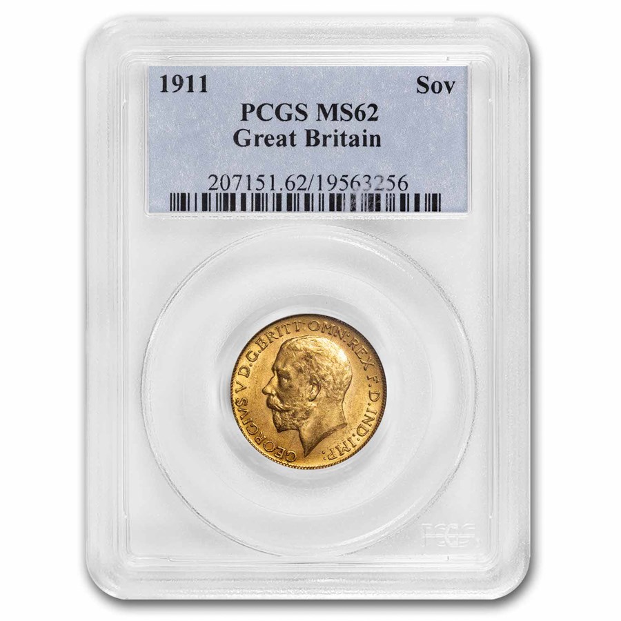 Great Britain Gold Sovereign George V MS-62 PCGS (Random Year)