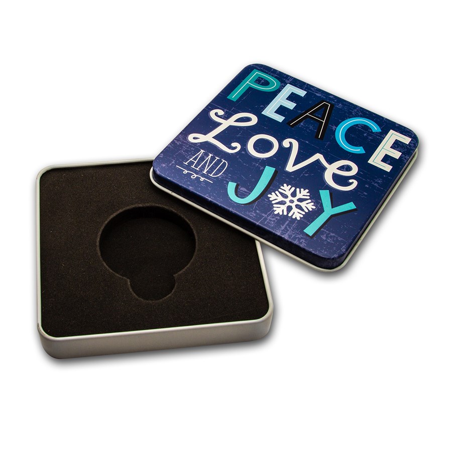 Holiday Tin Gift Box - Peace Love Joy (Single Coin)