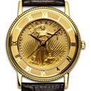 Ladies 2024 1/10 oz Gold American Eagle RN Leather Band Watch