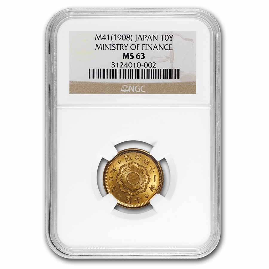 M41(1908) Japan Gold 10 Yen MS-63 NGC (Ministry of Finance Hoard)