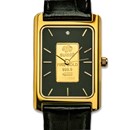 Men's 1 gram Gold Pamp Suisse Grain Leather Band Watch (Black)