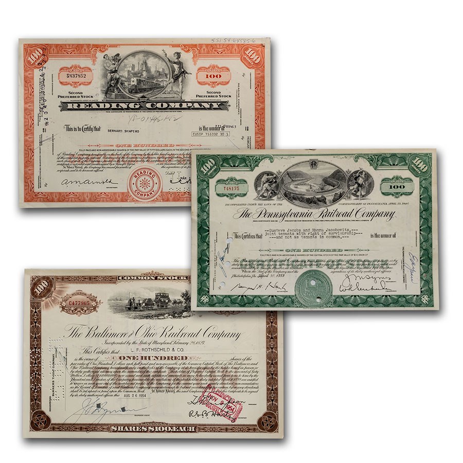 Monopoly Set of Stock Certificates Newer Set Stock Certificates