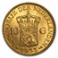 Netherlands Gold 10 Guilders (Random) AU