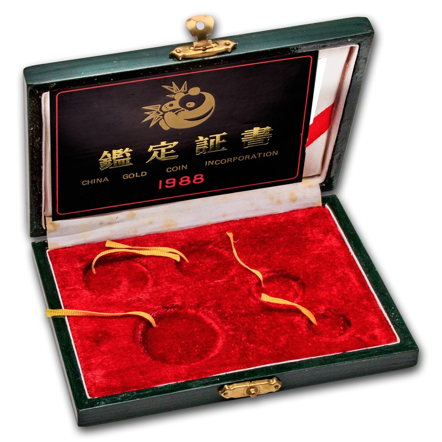 OGP Box & COA - 1988 China 5-Coin Gold Panda Proof Set (Empty)