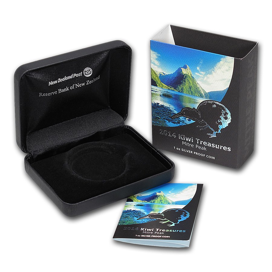 OGP Box & COA - 2014 New Zealand 1 oz Silver Treasures $1 Kiwi PF