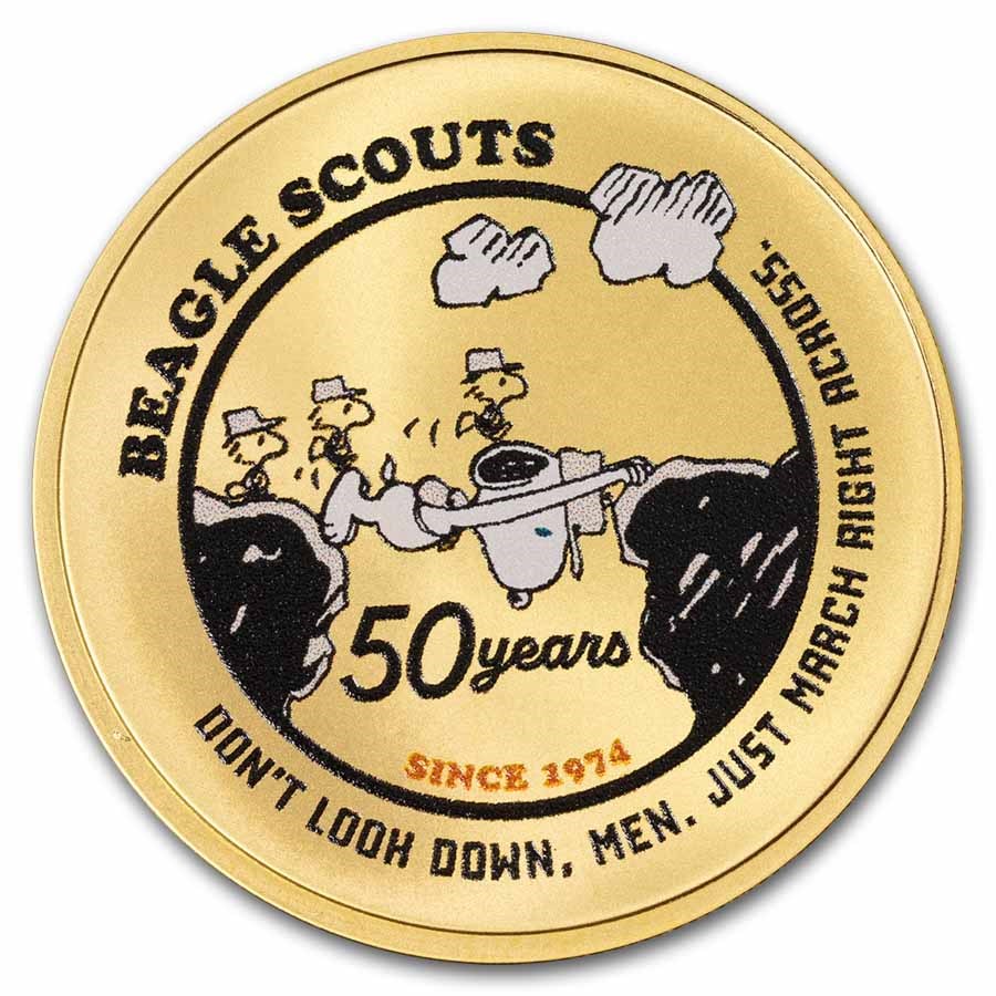 Peanuts® Beagle Scouts 50th Anniversary 1 oz Gold Round