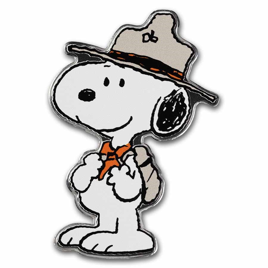 Peanuts® Colorized Snoopy Beagle Scout Leader Shaped 1 oz Silver