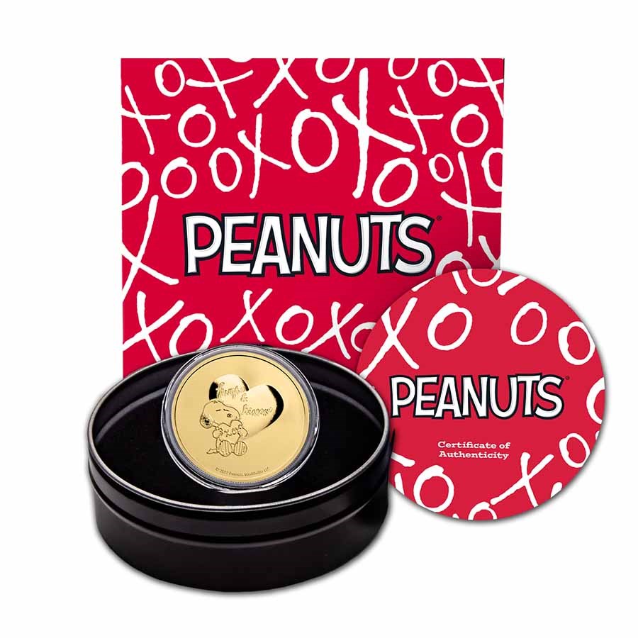Peanuts® Snoopy Hearts Valentine's Day 1 oz Gold Round