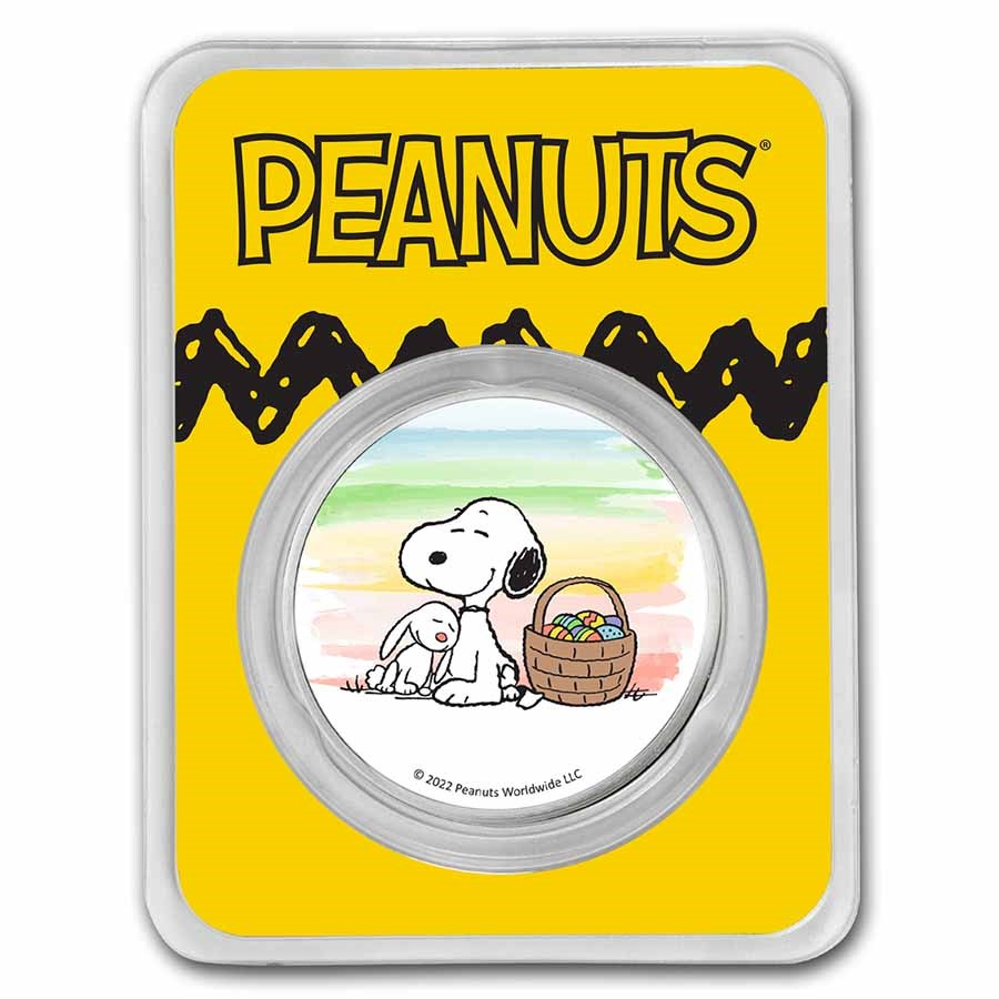 Peanuts® Snoopy & The Easter Bunny 1 oz Colorized Silver