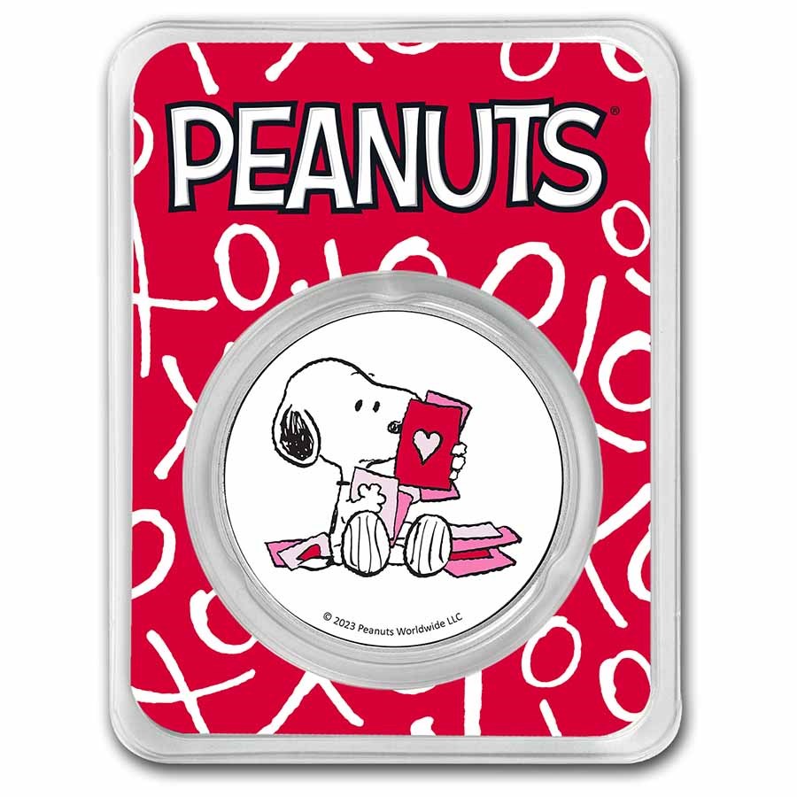 Peanuts® Snoopy Valentine's Day Cards 1 oz Colorized Silver