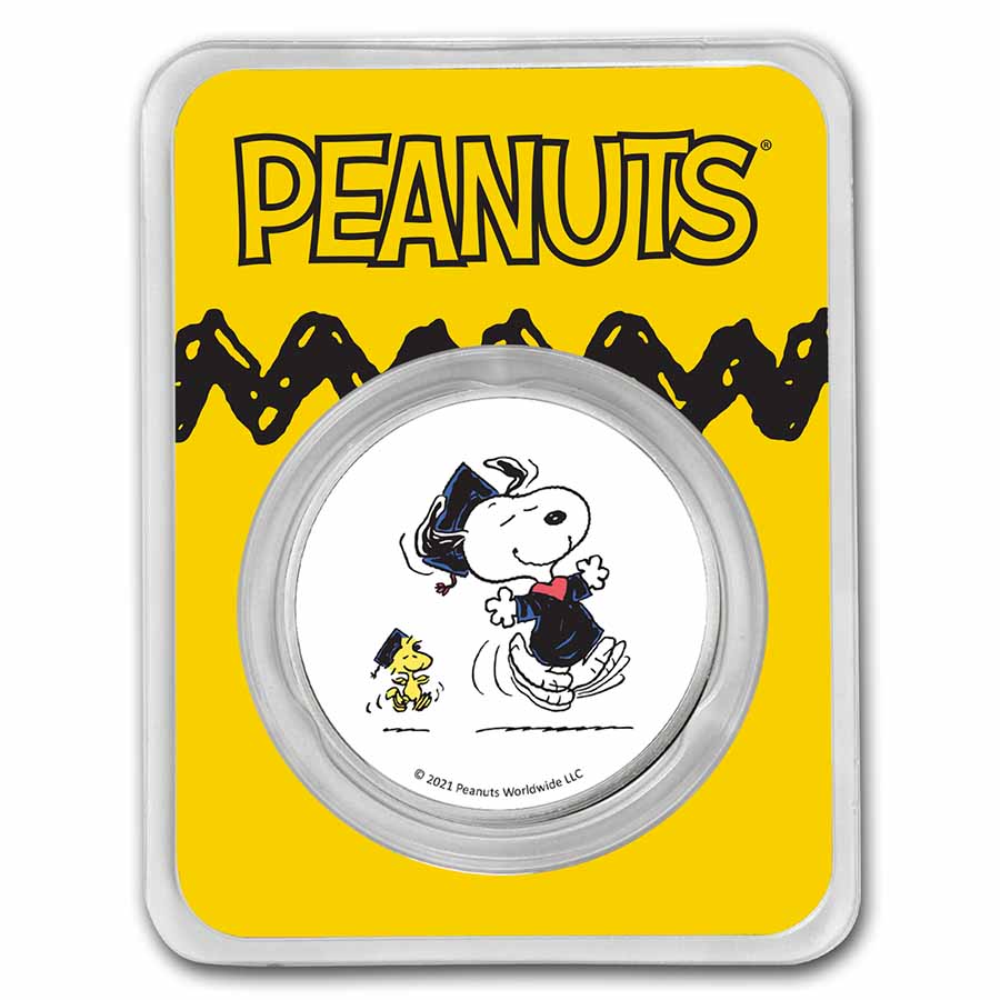 Buy Peanuts Snoopy Graduation 1 oz Colorized Silver | APMEX