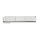 Rhodium-plated Lined Tie Bar with Center Square