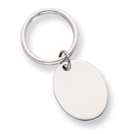 Rhodium-plated Polished Oval Key Ring