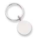 Rhodium-plated Polished Round Key Ring