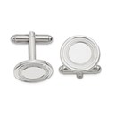 Rhodium-plated Round Cuff Links with Inside Ring