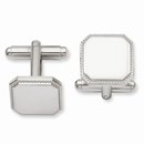 Rhodium Plated Square Beaded Cuff Links