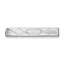 Rhodium-plated Tie Bar with Criss Cross & Oval Center