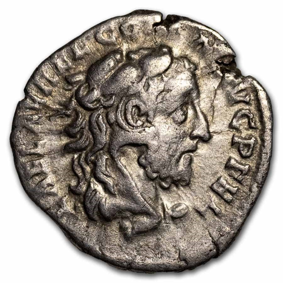 Roman AR Denarius Commodus (177-192 AD) Ch VF (RIC III 251)