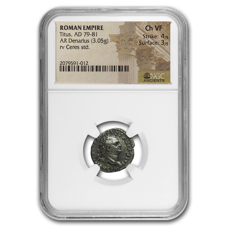 Buy Roman Empire AR Denarius Titus (79-81 AD) Ch VF NGC (RIC II 22) | APMEX