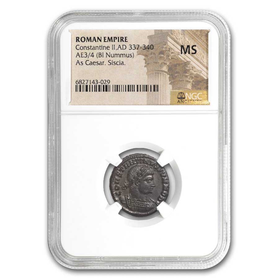 Roman Empire BI Nummus Constantine II 337-40 MS NGC (RIC VII 221)