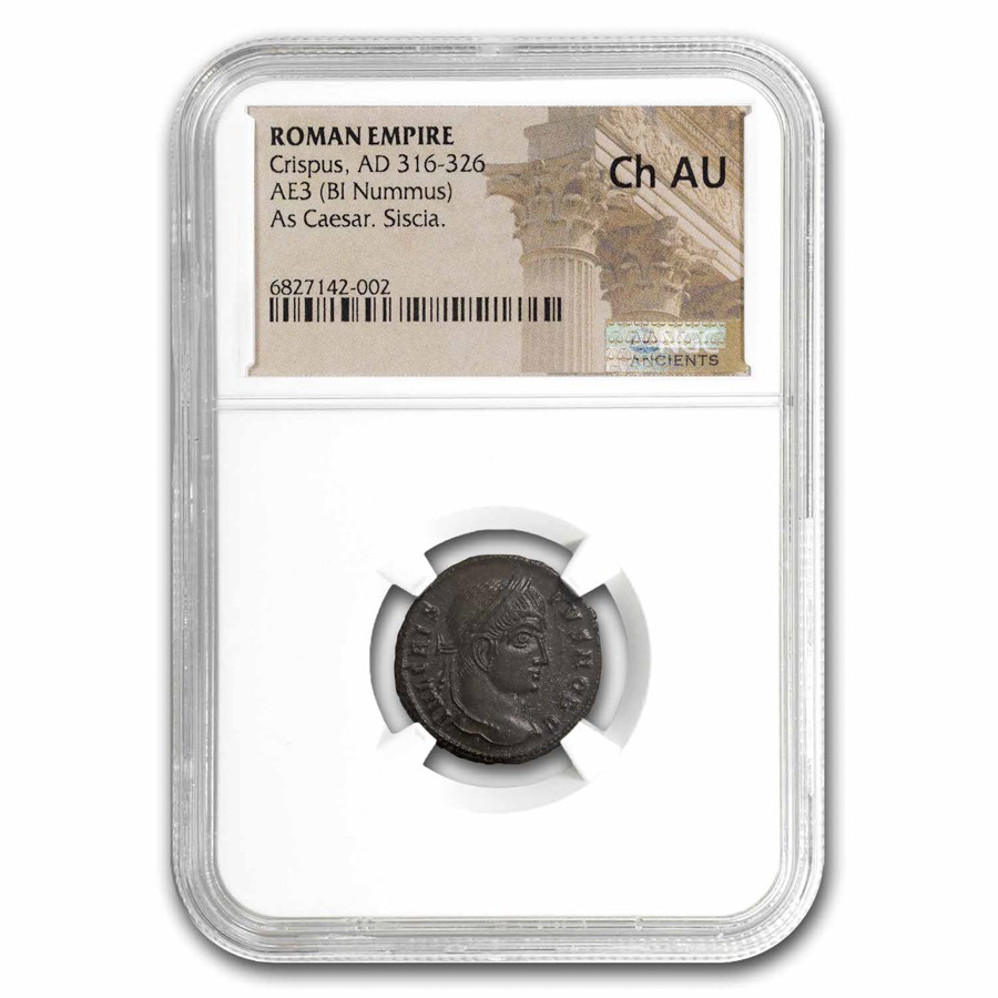 Roman Empire BI Nummus Crispus 316-326 AD Ch AU NGC (Random Coin)