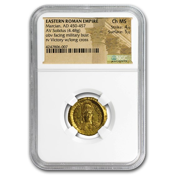 Buy Roman Gold Solidus Emperor Marcian (450-457 AD) Ch MS NGC | APMEX