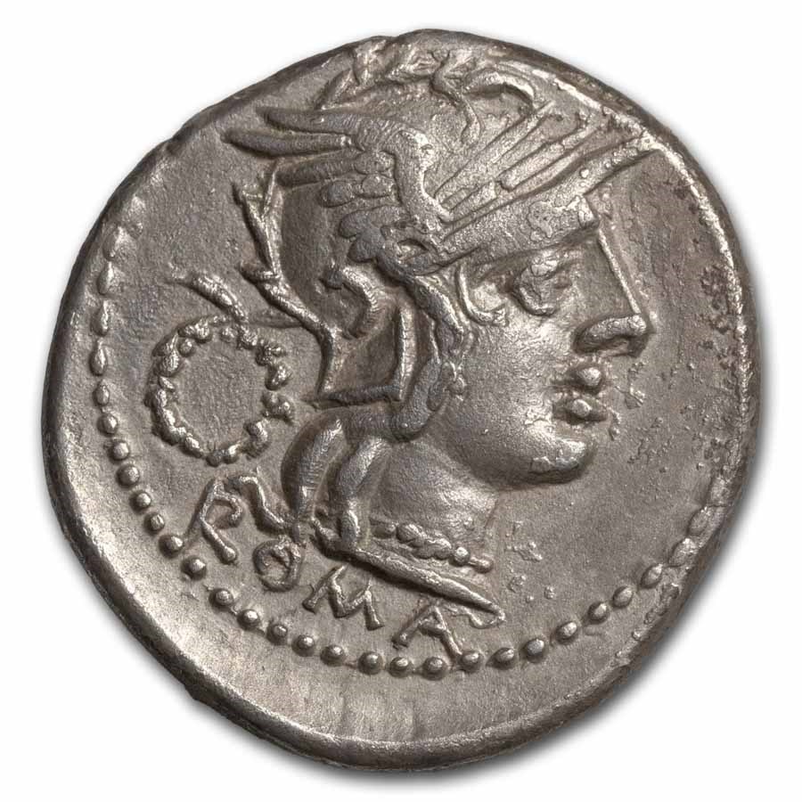 Roman Republic AR Denarius T. Cloelius (128 BC) AU (Cr-260/1)